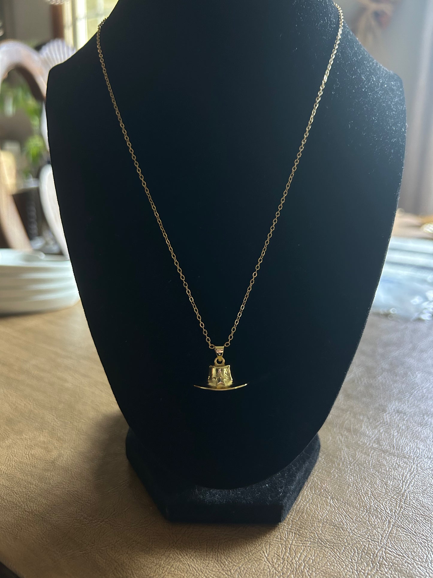 Golden Cowgirl Hat Necklace